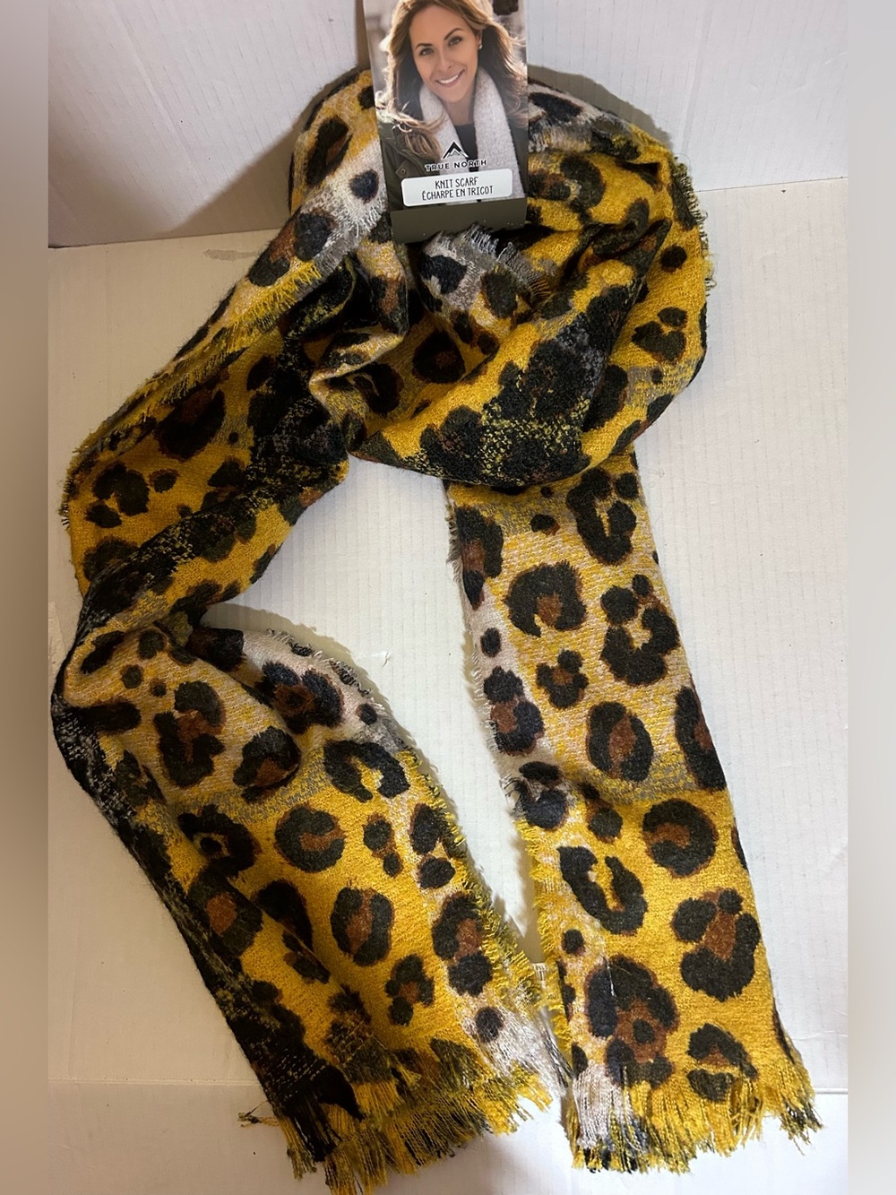 Knit Leopard Print Scarf